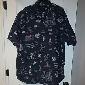 Ralph Lauren Nautical Print Men's Shirt - Navy and Red